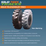 13.00-24 Solid Rubber Telehandler Tires with 10 bolt Rims - Heavy Duty